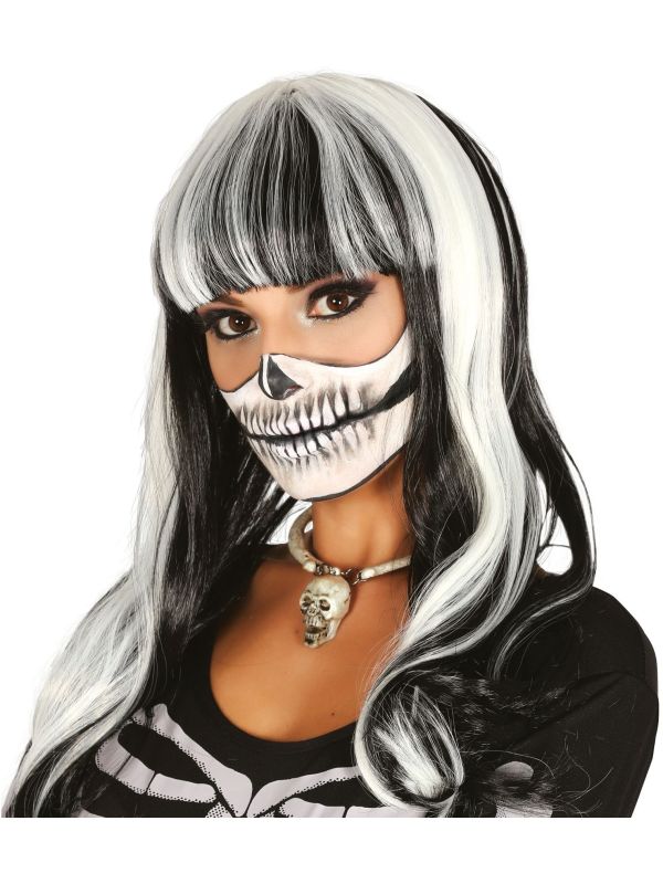 Zwart Wit Halloween Pruik