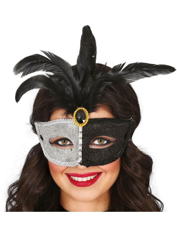 Zwart-Wit Venetiaans Carnavalsmasker