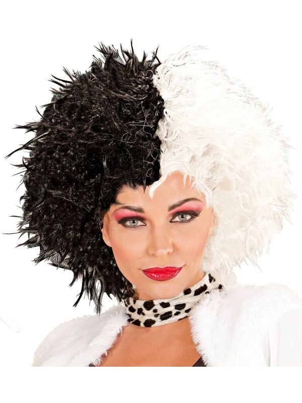 Zwart Witte Cruella De Vil Pruik