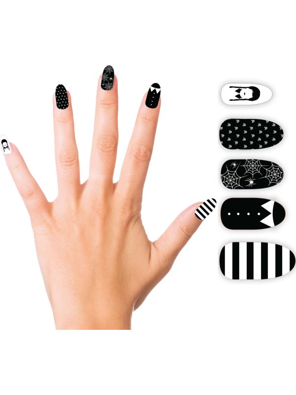 Zwart Witte Gothic Nagels Halloween