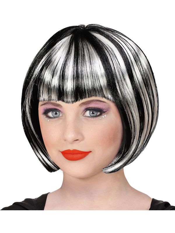 Zwart Witte Halloween Pruik Meisjes