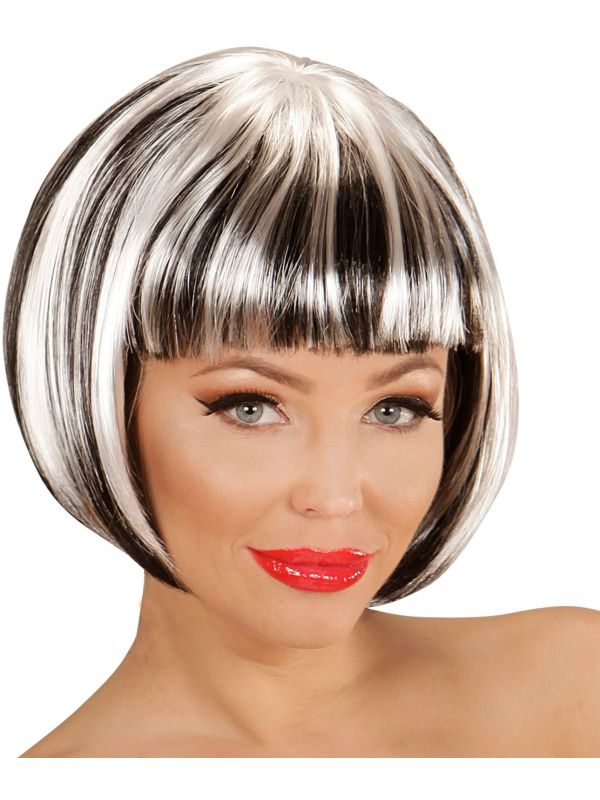 Zwart-Witte Nette Disco Pruik