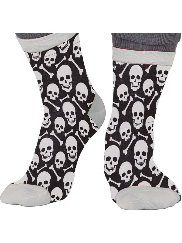 Zwart Witte Schedel Halloween Sokken Volwassenen