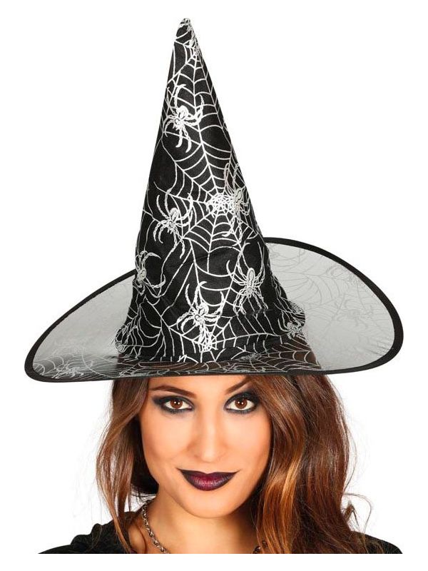 Zwart Zilver Spinnenweb Heksenhoed