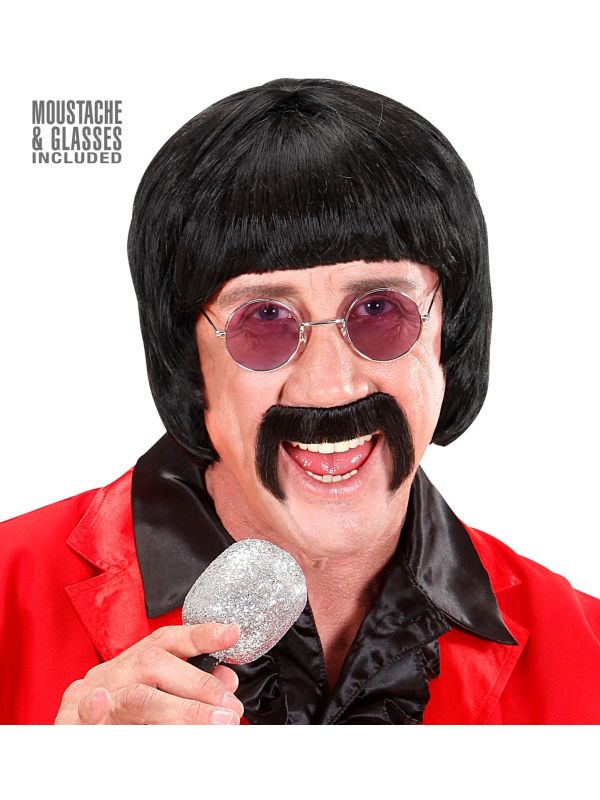 Zwarte 60's Popster Pruik