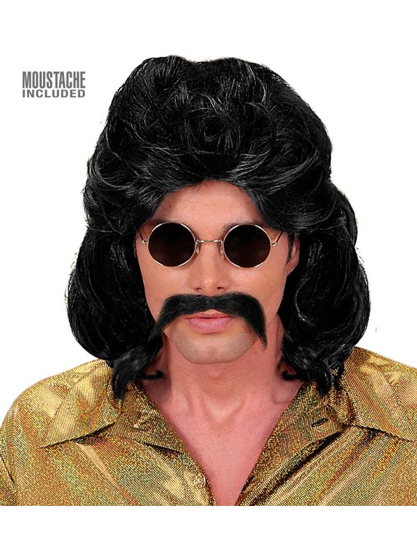 Zwarte 70's Pruik