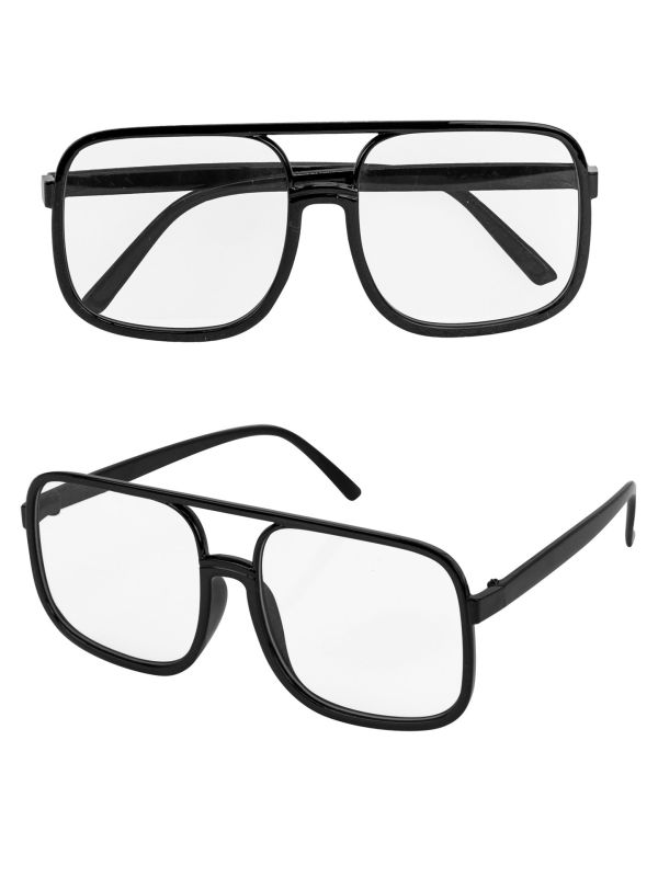 Zwarte 90s Hiphop Partybril met Transparante Glazen