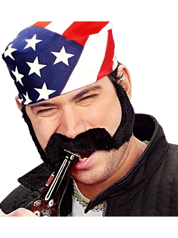 Zwarte Bakkebaard met Snor