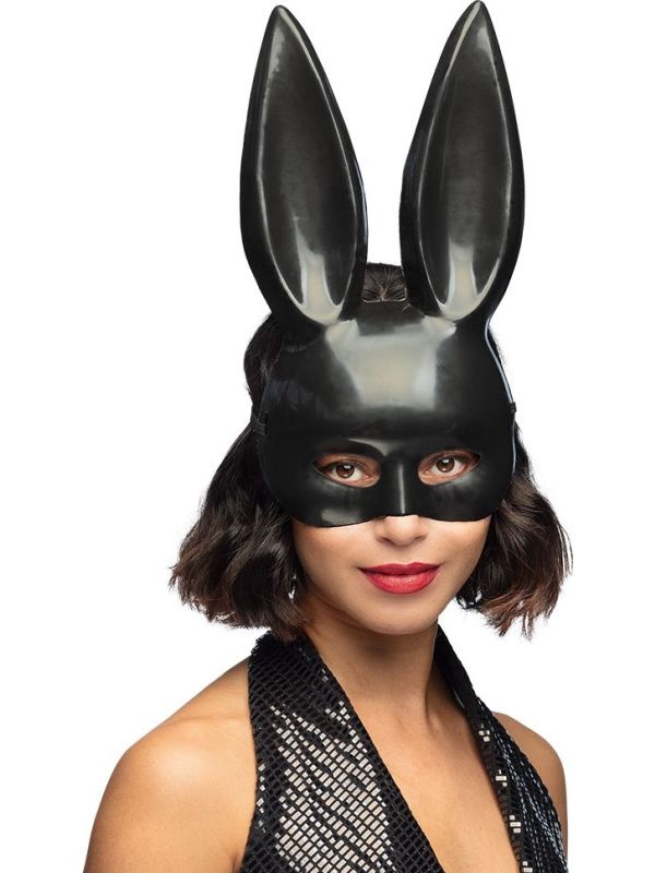 Zwarte Bunny Halfmasker Dames