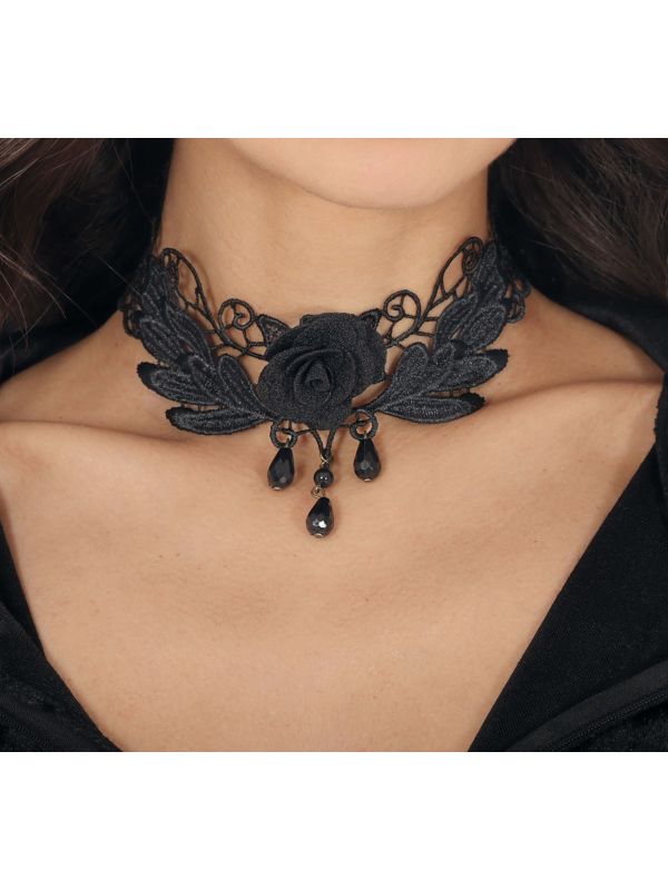 Zwarte Choker Roos