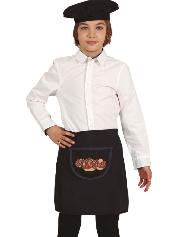 Zwarte Dickens Kastanje Verkoper Schort Kind