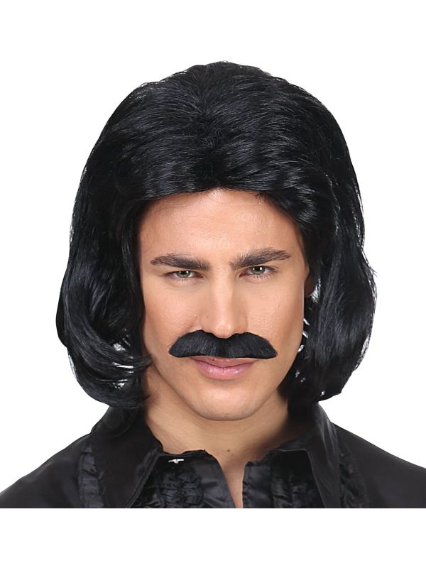 Zwarte Disco Pruik Mannen