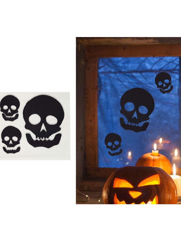 Zwarte Doodskoppen Gel Raamstickers