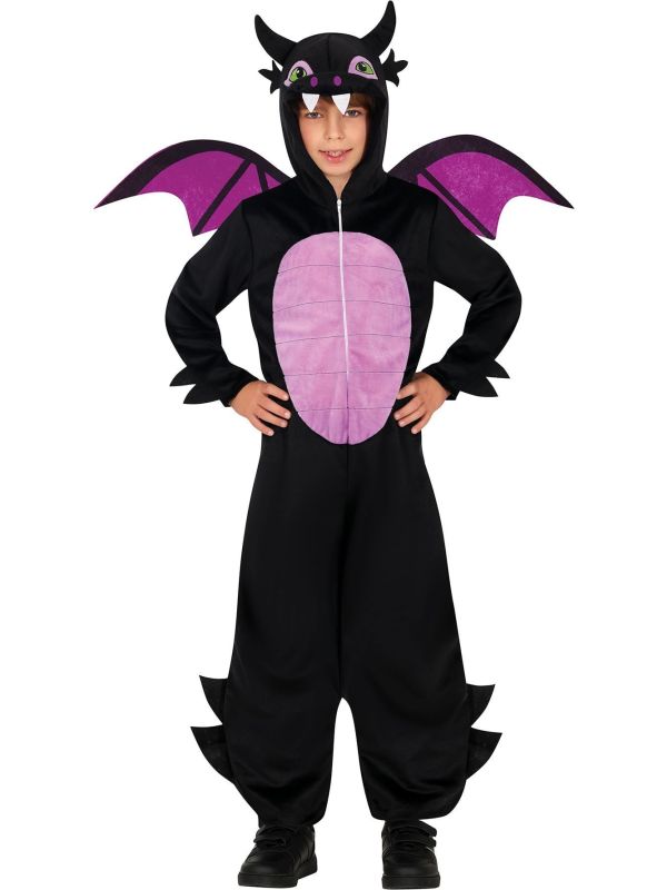 Zwarte Draak met Vleugels Kostuum Kind