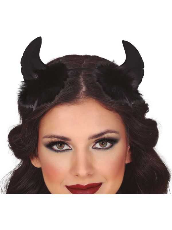 Zwarte Duivel Haarband met Veertjes