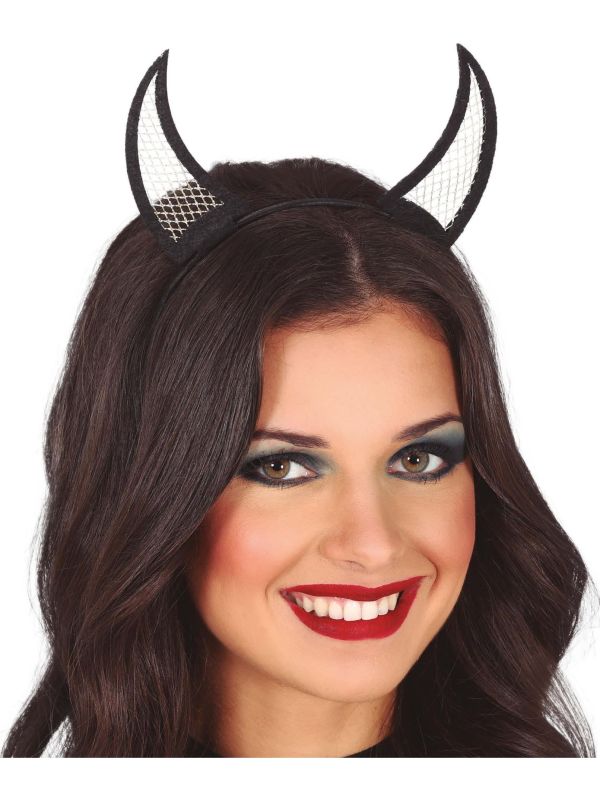 Zwarte Duivelhoorntjes Haarband
