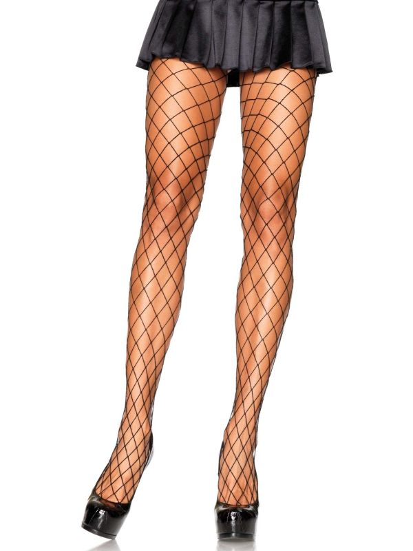 Zwarte Elastaan Diamant Netpanty