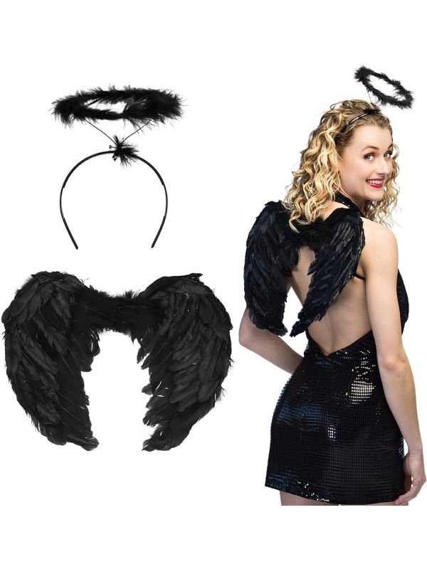 Zwarte Engel Accessoireset Dames Halloween