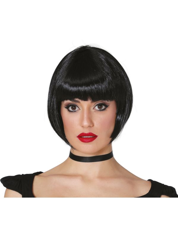 Zwarte Flapper Girl Pruik
