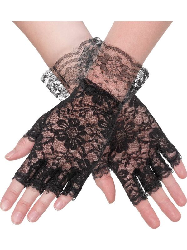 Zwarte Flapper Handschoenen Dames