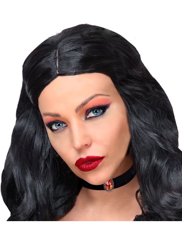 Zwarte Fluwelen Nekband met Rode Edelsteen