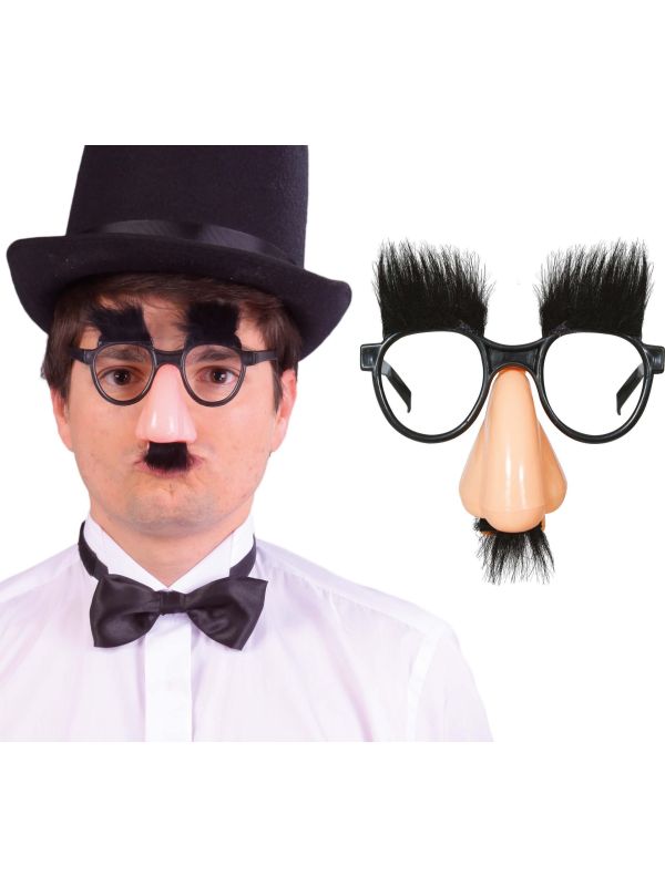 Zwarte Fopbril met Neus Snor en Wenkbrouwen