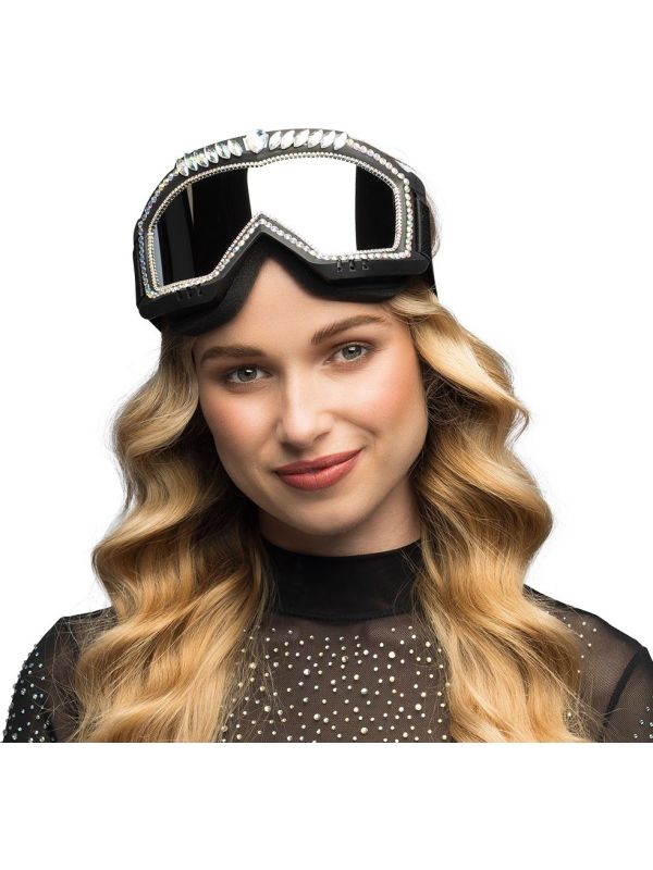 Zwarte Galaxy Feest Skibril met Diamanten