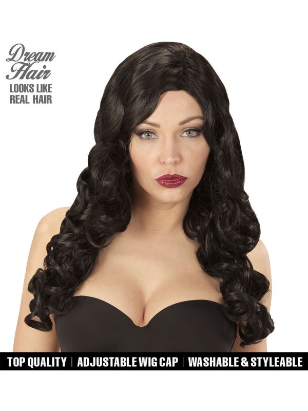 Zwarte Gekrulde Pruik