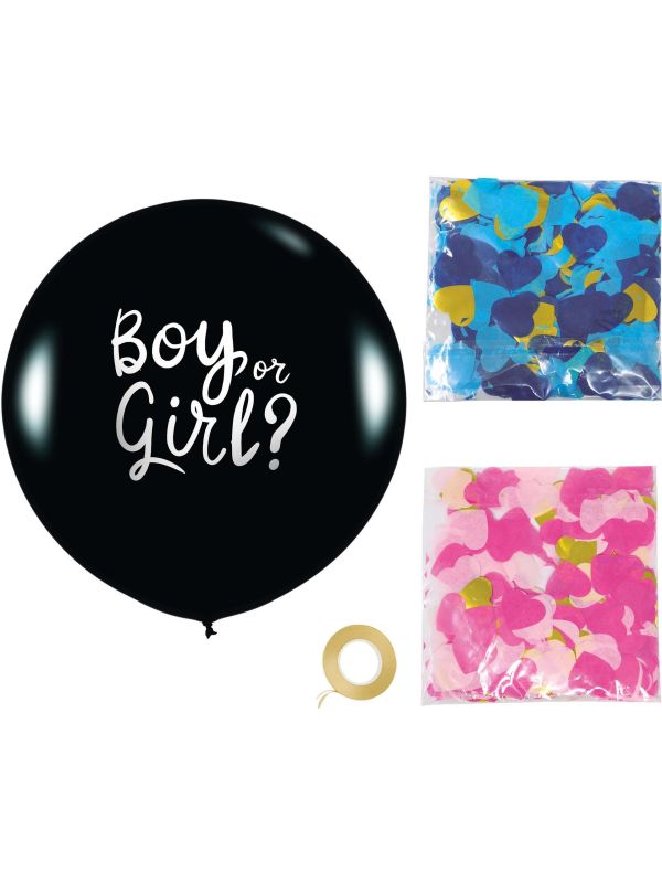 Zwarte Gender Reveal Ballon Confetti