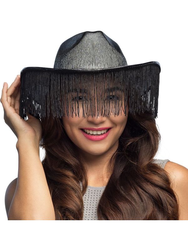 Zwarte Gerafelde Cowboyhoed Vrijgezellenfeest