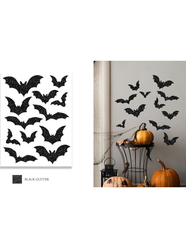 Zwarte Glitter Muursticker Vleermuis