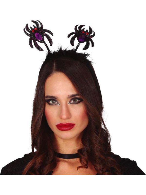 Zwarte Glitter Spinnen Haarband