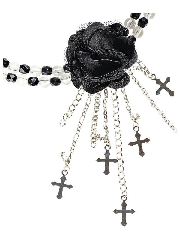 Zwarte Gothic Choker met Bloem