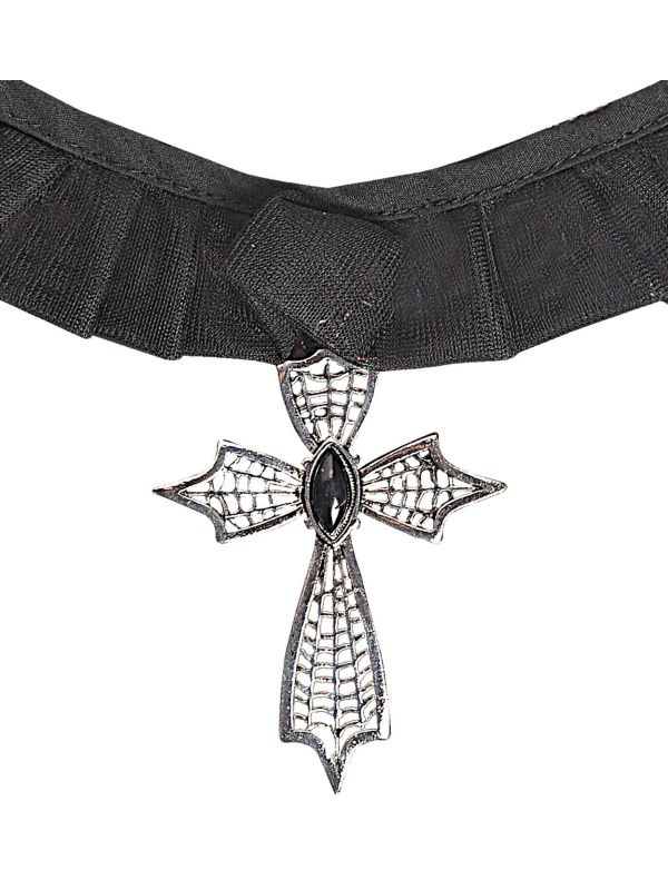 Zwarte Gothic Choker met Kruis