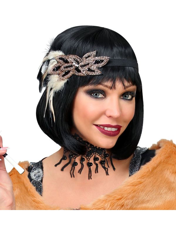 Zwarte Gothic Parel Choker