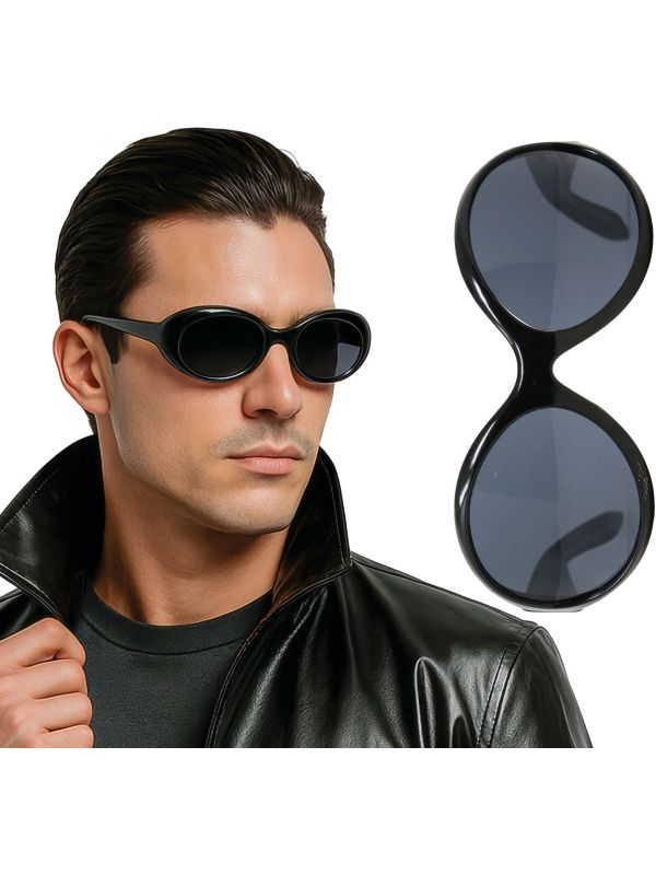 Zwarte Grote Snelle Zonnebril Futuristisch