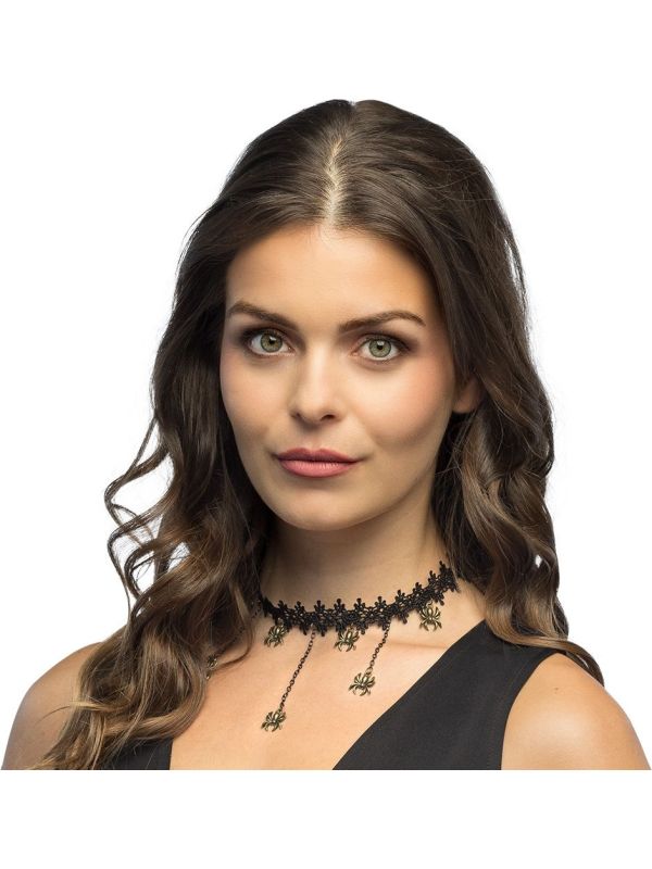 Zwarte Halloween Choker Spinnen Halsband