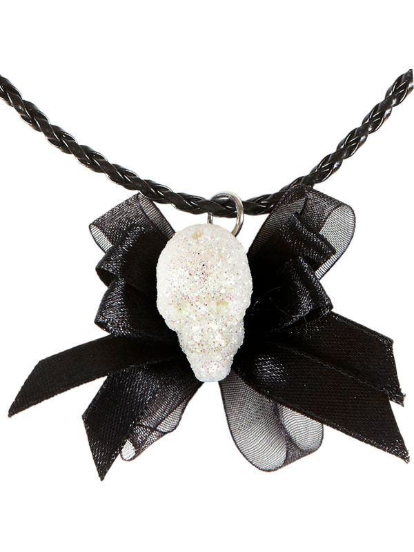Zwarte Halloween Ketting met Glitter Schedel