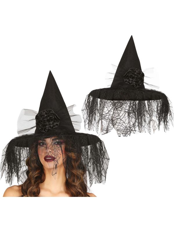 Zwarte Heksenhoed met Bloem