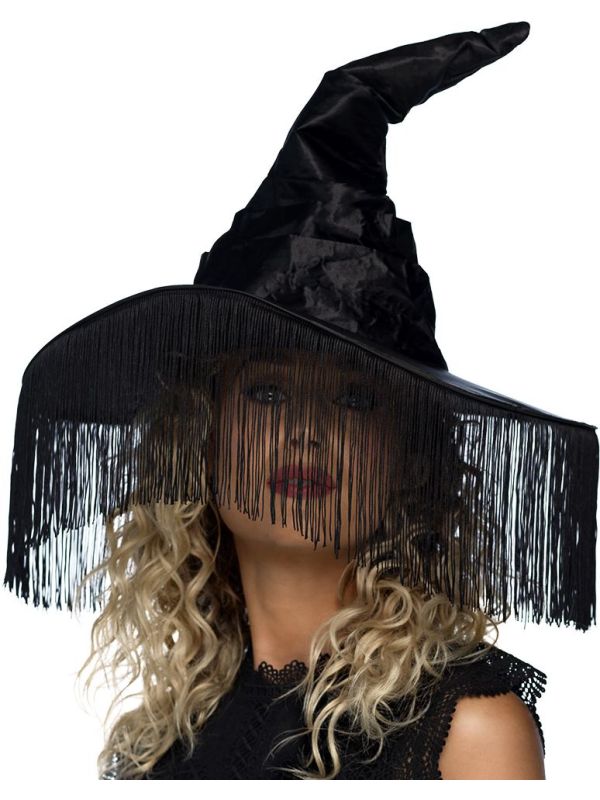 Zwarte Heksenhoed met Rafels