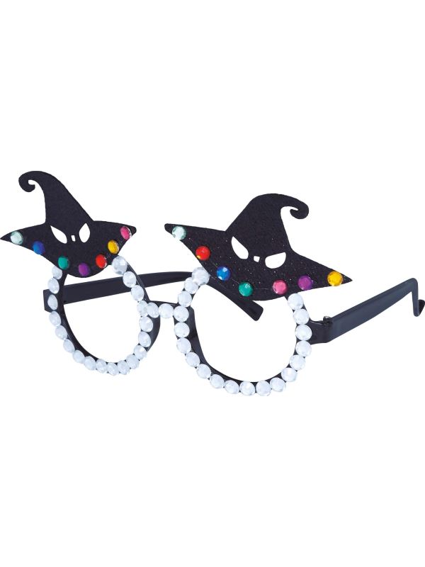 Zwarte Heksenhoedjes Glitter Bril