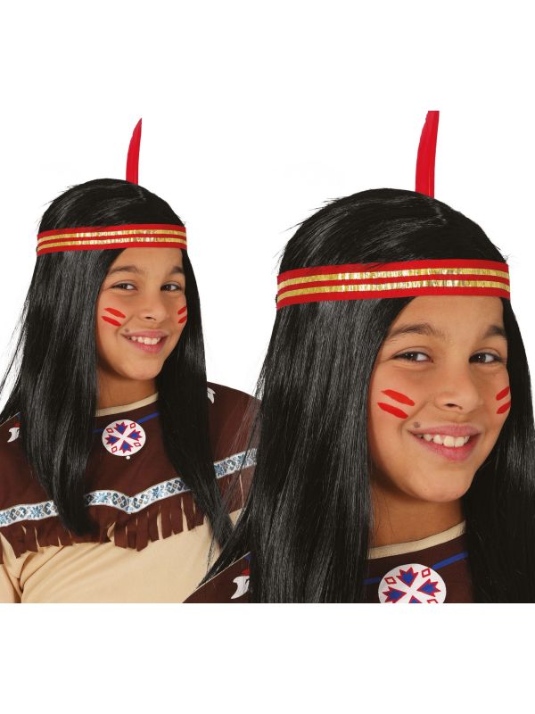 Zwarte Indianen Pruik Kind