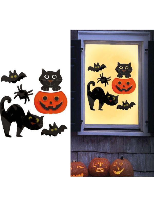 Zwarte Kat Halloween Gel Raamstickers