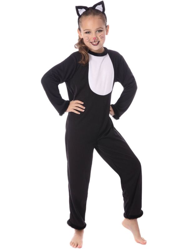 Zwarte Kat Jumpsuit Meisjes met Oortjes