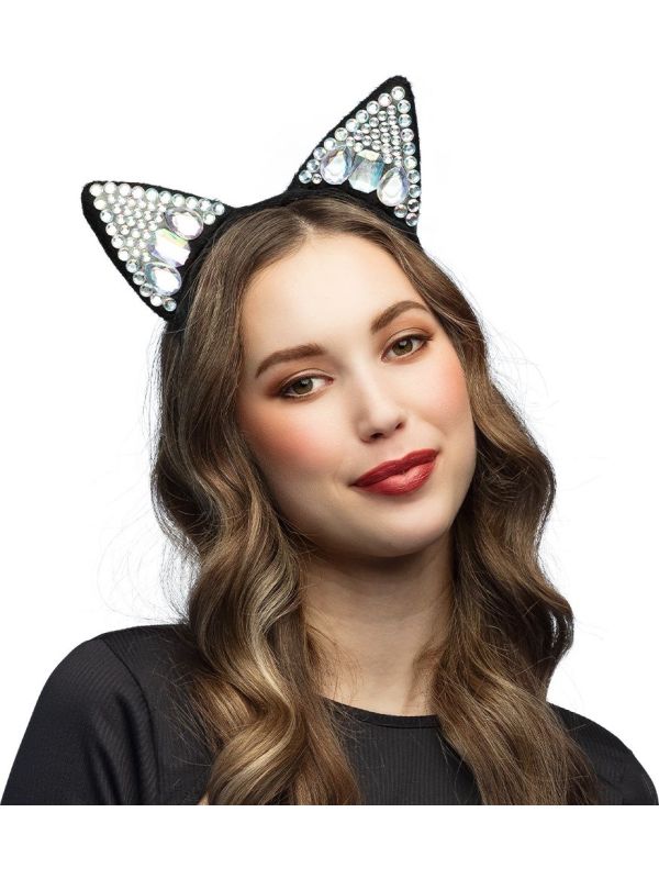 Zwarte Kat Tiara met Diamanten Diadeem
