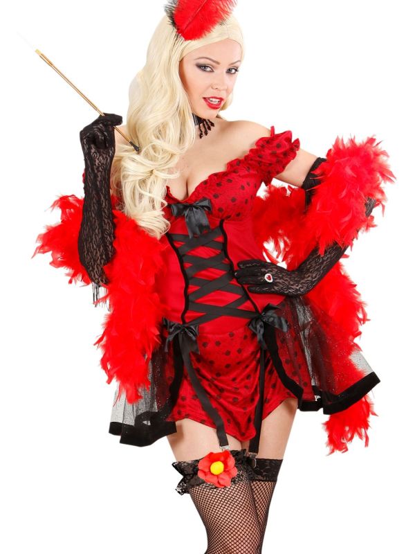 Zwarte Kousenband met Rood Bloemetje