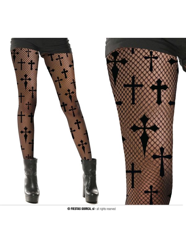 Zwarte Kruis Panty Halloween Dames