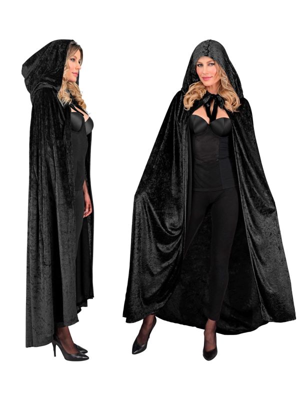 Zwarte Lange Cape met Capuchon
