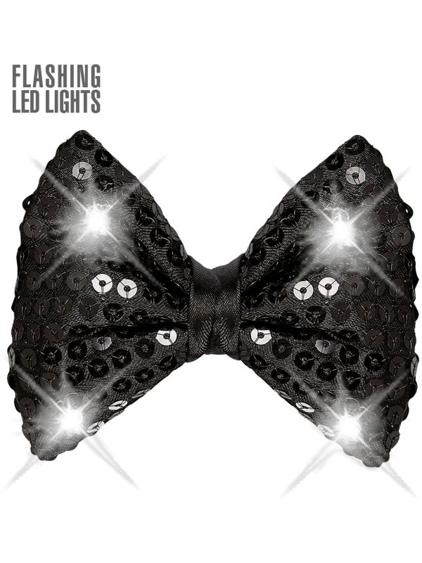 Zwarte Lichtgevende Pailletten Vlinderstrik