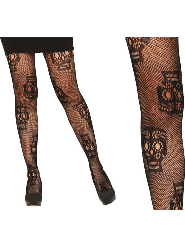 Zwarte Mexicaanse Skelet Panty Halloween Dames